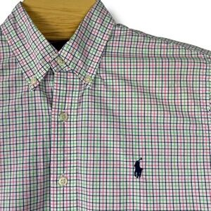 Ralph Lauren Button Down Shirt Mens Medium Multi Color Check Long Sleeve Preppy
